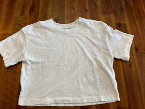 Gap Teen Cropped Cotton Blend White Slub T-shirt, Size L(10) - Picture 1 of 3