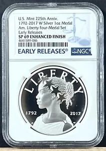 1792-2017 -American Liberty Medal-NGC-SP 69 Enhanced Finish-225th Anniv. US Mint - Picture 1 of 4