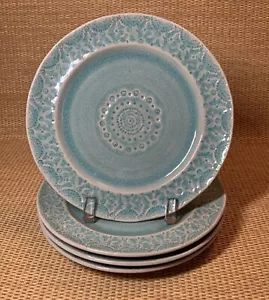 Juego de 4 platos de ensalada Anthropologie OLD HAVANA como nuevos 8 3/8" craquelado en relieve - Imagen 1 de 12