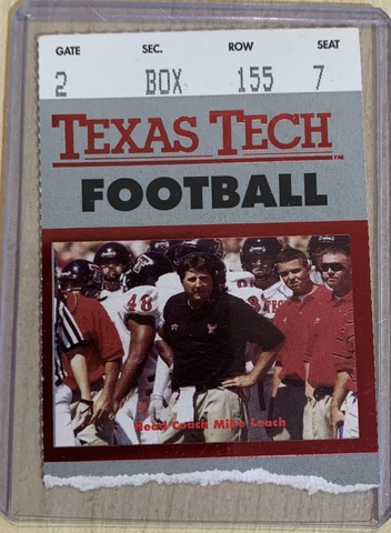 2001 Oklahoma Sooners Football Ticket Stub Texas Tech Red Raiders Mike Leach E Cover
