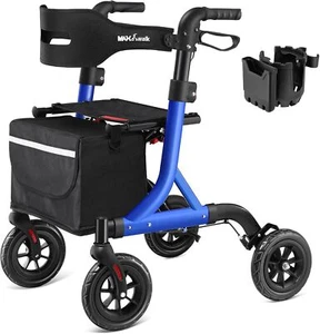 All-Terrain Rollator Walker for Seniors Rubber Wheels Foldable Lightweight 300lb - Picture 1 of 9