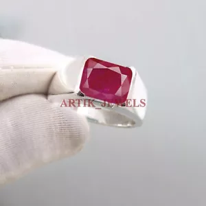 Heizbar Rubin Edelstein Mit 925 Sterlingsilber Ring für Herren #5174 - Bild 1 von 4
