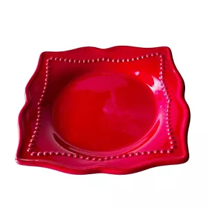 Princess House Pavillion Berry Red 8” Salad Plates Square 4 Available - Picture 1 of 6