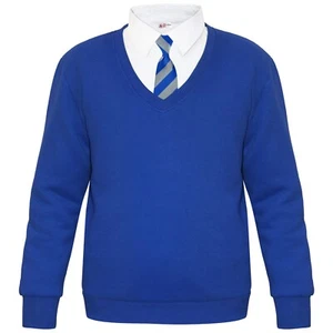 Girls Boys Royal Scouts School Uniform Single Pack V Neck Jumper Sweatshirt - Picture 1 of 4