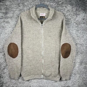 Vintage Orvis Pullover Herren groß beige Wolle Strick Ellenbogen Patches Full Zip 80er 90er - Bild 1 von 11