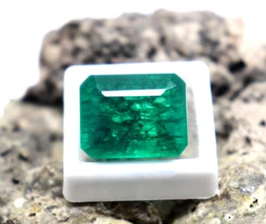BIG Size 22CT Emerald Cut Emerald Gemstone Faceted Green Emerald Natural Stone - Picture 1 of 8