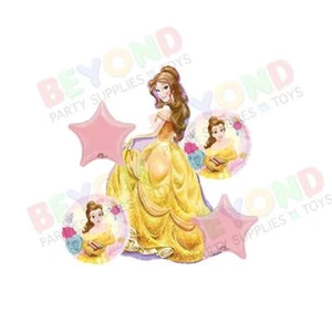 Beauty & The Beast Belle Full Size Happy Birthday 5CT Foil Balloon Bouquet - Picture 1 of 1