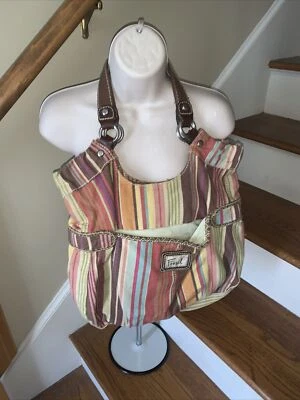 FOSSIL Auténtico Cartera a Rayas Bolso de Mano Extra Grande Bolso de Bolsillo 💗#5 Foto 1 de 4