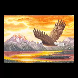 Dimensions Gold Collection Cross Stitch Kit, 16x11 Bald Eagle Mountains Wildlife - Picture 1 of 6