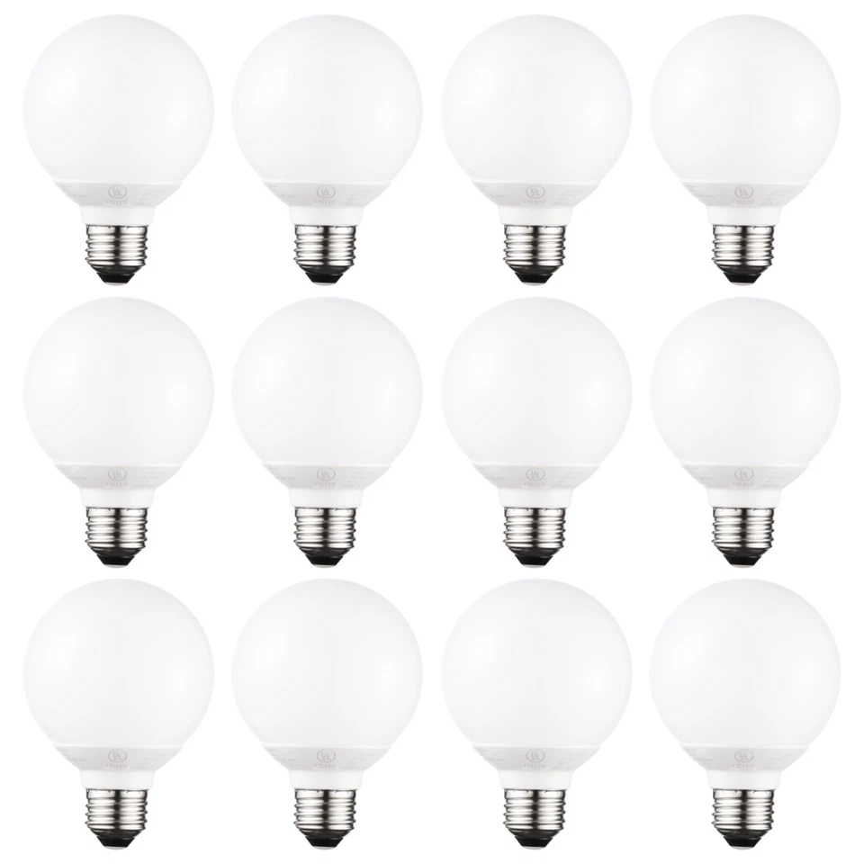 12 Pack G25 LED Vanity Globe Light Bulbs, 5W Equivalent 40W, 2700K/3000K/5000K - Image 1 of 4