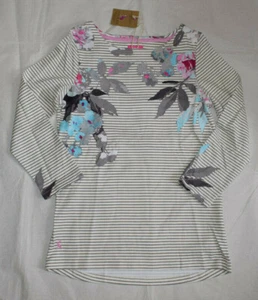 Joules Top 8 Harbour Grey Marl Beau Bloom Stripe 3/4 Sleeve Cotton EU36 US4 - Picture 1 of 2