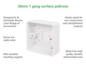 25mm Single 1 Gang Surface Mount Pattress Back Box Wall Socket Light Switch - Picture 1 of 3