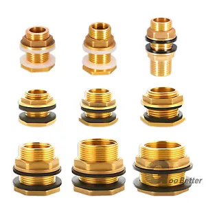 Adaptador conector a tope de agua montaje de tanque 3/8" 1/2" 3/4" 1" 1 1/4" 1 1/2" 2" BSP - Imagen 1 de 21