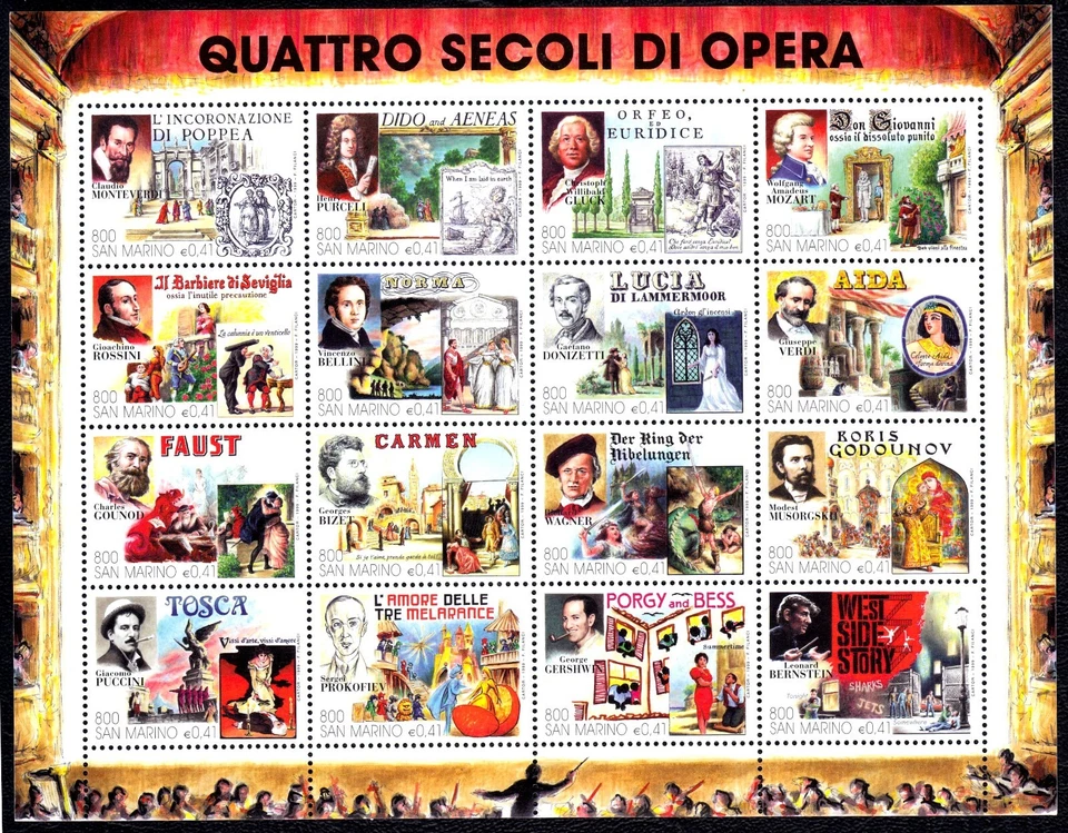 Aniversario de ópera de San Marino 1999 Hoja Miniatura Como Nueva MNH SC 1437 FV 6,56 € CV $16 Foto 1 de 1