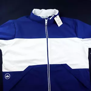 Peter Millar Lightweight Hooded Windbreaker Full Zip Stretch Jacket Large Blue - Picture 1 of 12