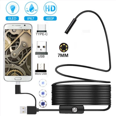3in1 Borescope Endoscope 6LED Inspection Scope Camera For Android Cell Phone/PC