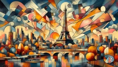 Abstract - Eiffel Tower -Digital Image Picture Wallpaper Background Desktop Art. - Image 1 of 2