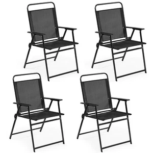 Set of 4 Outdoor Patio Folding Chairs Portable Dining Chairs for Camping Garden - Picture 1 of 5