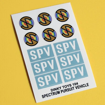 DINKY No. 104 SPECTRUM PURSUIT VEHICLE SPV Metallic sticker decal reproductions - Image 1 of 2