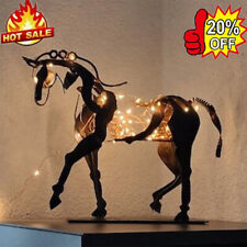3D Metall Stehende Pferd Skulptur LED Beleuchtung Statue Home Decor 2024 DIY