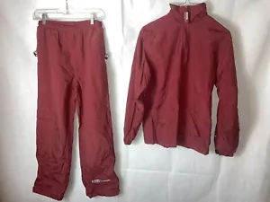 2-pc Bauer Hockey LARGE YOUTH Warm-up Jacket L and Track Pants XL Burgundy 2 pcs - Picture 1 of 12