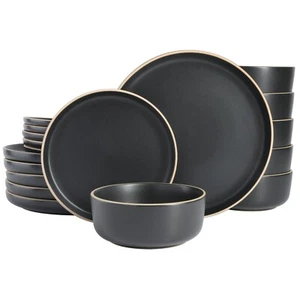 Juego de vajilla de gres Gibson Home Zuma 18 piezas - negro - Imagen 1 de 3