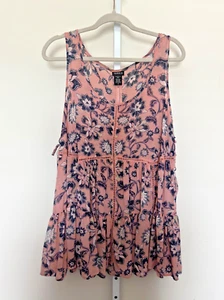 Torrid transparente Spitze Stufen Babydoll Tunika Tanktop rosa/schwarz Boho Damengröße 0 - Bild 1 von 7