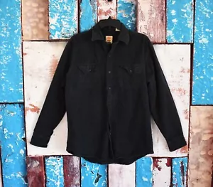 Men's Timberland Shirt Heavyweight Button Workwear LARGE Black PRE-OWNED - Picture 1 of 11
