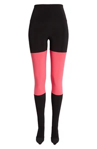 Norma Kamali Rose/Black Spliced Legging With Footie, Size: Small New With Tag - Picture 1 of 6