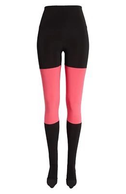 Norma Kamali Rose/Black Spliced Legging With Footie, Size: Small New With Tag - Image 1 of 4