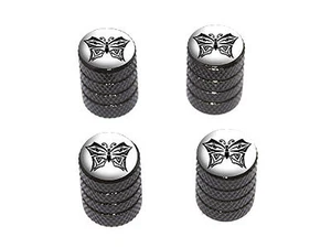 Tribal Butterfly - Tire Rim Wheel Valve Stem Caps - Black - Picture 1 of 1