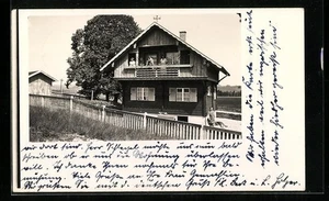 Foto-AK Füssen, Ferienhaus mit Wetterhahn 1934 - Picture 1 of 2