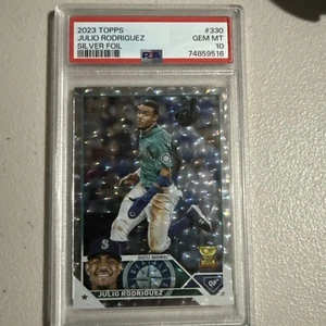 2023 Topps #330 JULIO RODRIGUEZ Silver Foil PSA 10 Gem Mint!! - Picture 1 of 3
