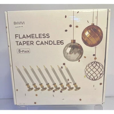Brivivi Flameless Taper Candles, Remote Control AA Batteries Operated, 8 Pack - Image 1 of 4