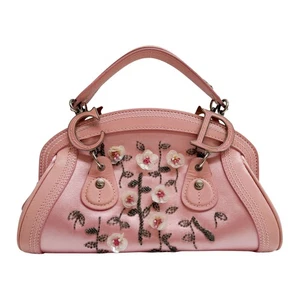 DIOR Vintage Pink Embroidered Beaded Satin Hand Bag - Picture 1 of 14