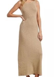 NWT $98 Splendid Sz L Sleeveless Beige Brown Casual Ribbed Tank MIDI Dress - Picture 1 of 15