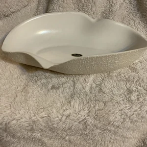Vtg California Pottery White Spatterware Console Fruit Bowl C511 China Craft MCM - Picture 1 of 6