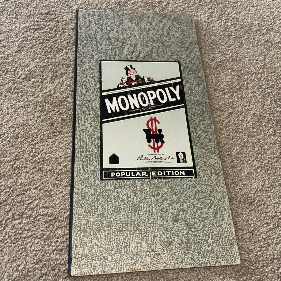 Vintage Popular Edition Monopoly Black Game *Board Only* By Parker Brothers 1954 - Image 1 of 4
