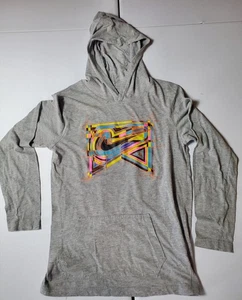 Nike graues Langarmshirt mit Kapuze Neon Active Logo Large Mädchen 12-13 Jahre - Bild 1 von 5