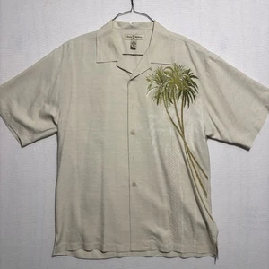 Tommy Bahama Seidenhemd bestickt Palmen Herren XL Kurzarm Camp Strand - Bild 1 von 11