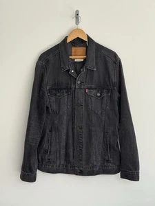 Levi’s Denim Trucker Jean Jacket Washed Grey /washed Black Look XL - Picture 1 of 14