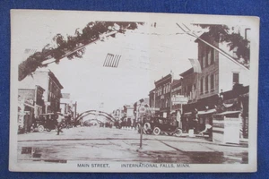 1924 International Falls Minnesota Main Street Postcard - Picture 1 of 2
