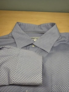 Camicia elegante artigianale Peter Millar Crown uomo XL blu geometrica AOP manica lunga - Foto 1 di 10
