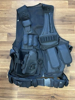 UTG 547 Law Enforcement SWAT Tactical Vest Right Handed Black Airsoft Paintball - Image 1 of 3