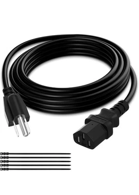 25FT Universal 3 Prong AC Power Cord Cable 18AWG for Computer Printer Monitor TV - Image 1 of 4