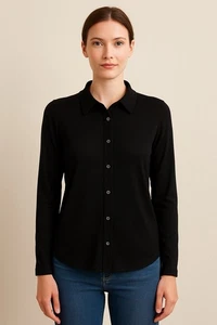 Everlane Wool Tencel Knit Top Size M Button Up Classic Minimalist Capsule - Picture 1 of 8