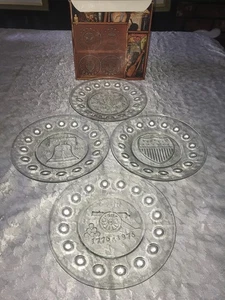 NOS Set of 4 ANCHOR HOCKING Emboss 1776-1976 BICENTENNIAL Patriotic 8" PLATES - Picture 1 of 24