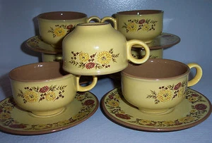 13 LOT CUPS & SAUCERS PATTERN INDIAN SUMMER BY TAYLOR SMITH & TAYLOR FLOWERS - Picture 1 of 7