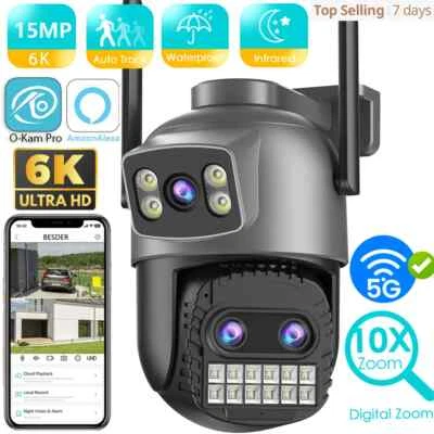 6K 15MP IP Camera Outdoor WiFi 4K 8MP Security PTZ Auto Tracking Surveillance - Image 1 of 4