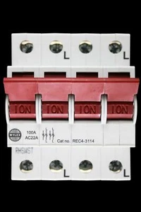 WYLEX 100 AMP VIERPOLIG HAUPTSCHALTER ABTRENNER REC4-3114 AC22A - Bild 1 von 6